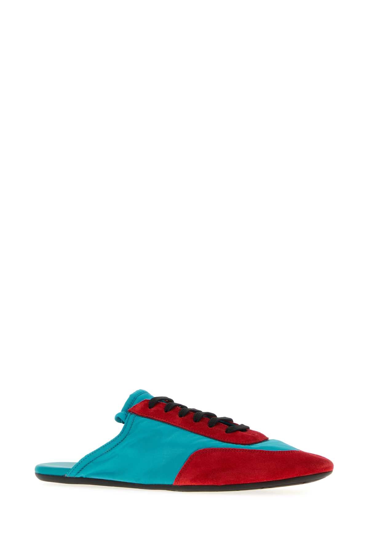 PRADA Two-tone Suede and Re-Nylon Mini Slippers for Women