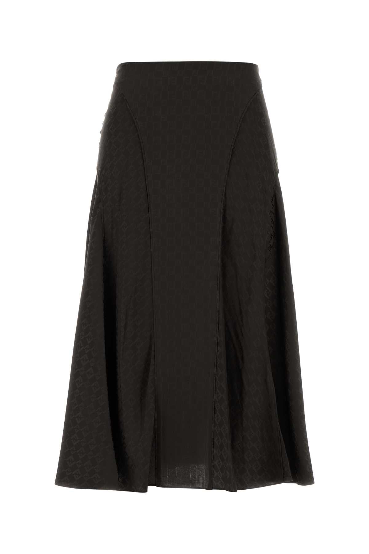 FENDI Embroidered Silk Skirt