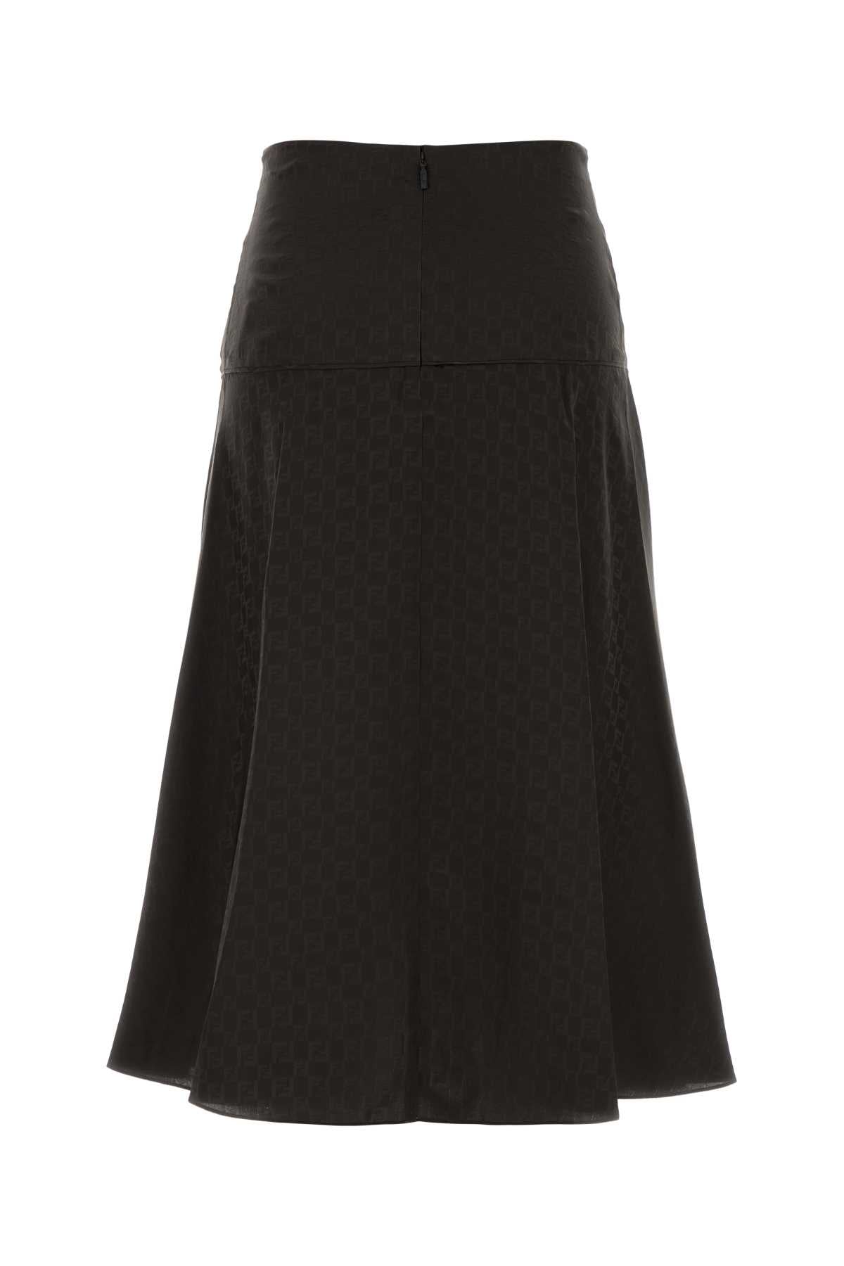 FENDI Embroidered Silk Skirt