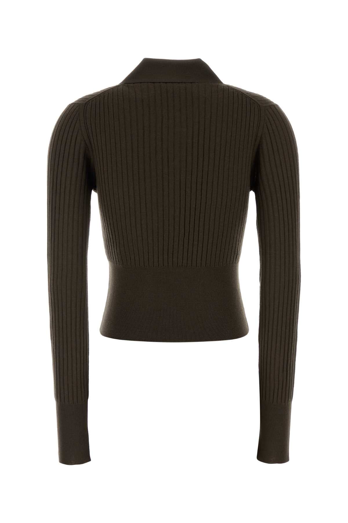 FENDI Mud Stretch Wool Polo Shirt for Women