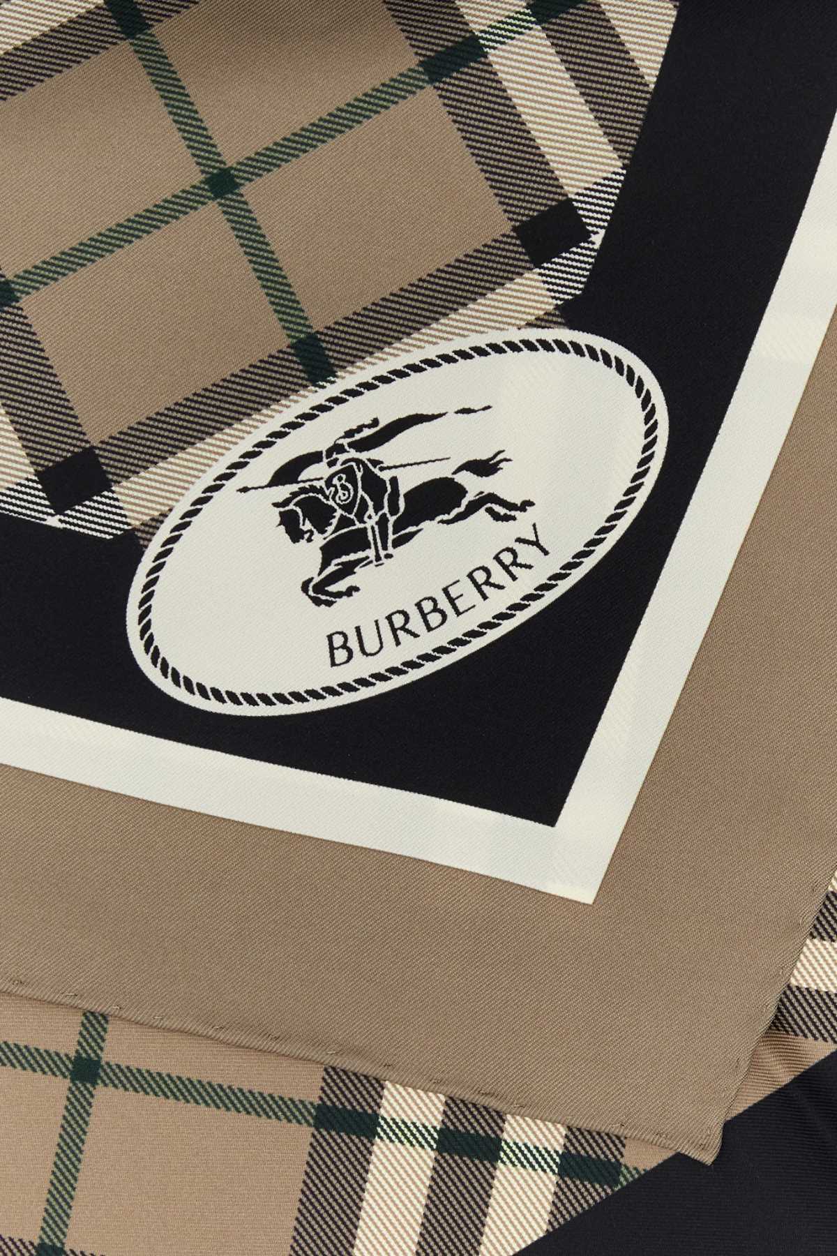 BURBERRY Embroidered Silk Foulard - 90 cm x 90 cm