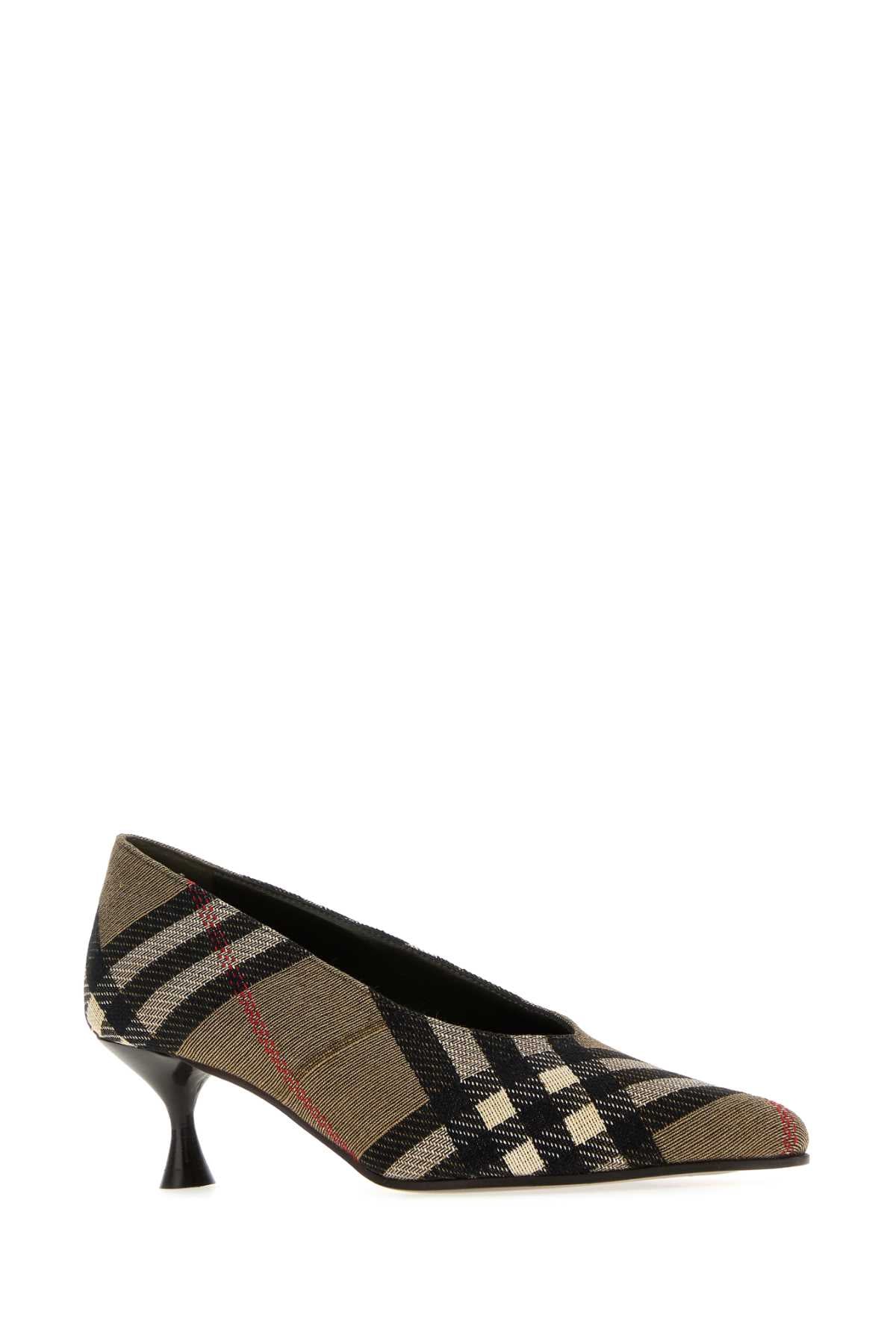 BURBERRY Embroidered Canvas Cameo Pumps, Heel Height: 5.5 cm