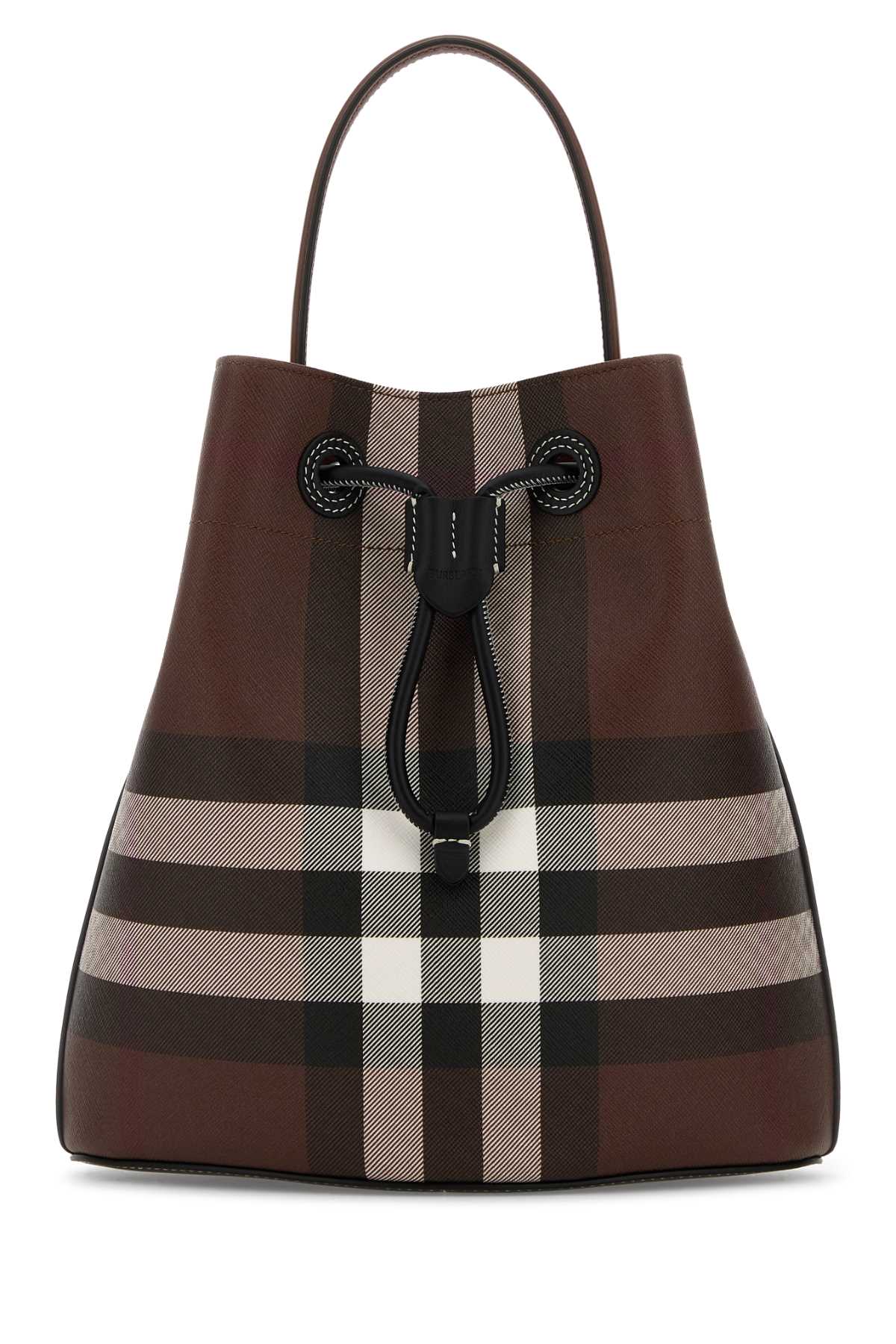 BURBERRY Checked Canvas Bucket Handbag - 26 cm x 26 cm