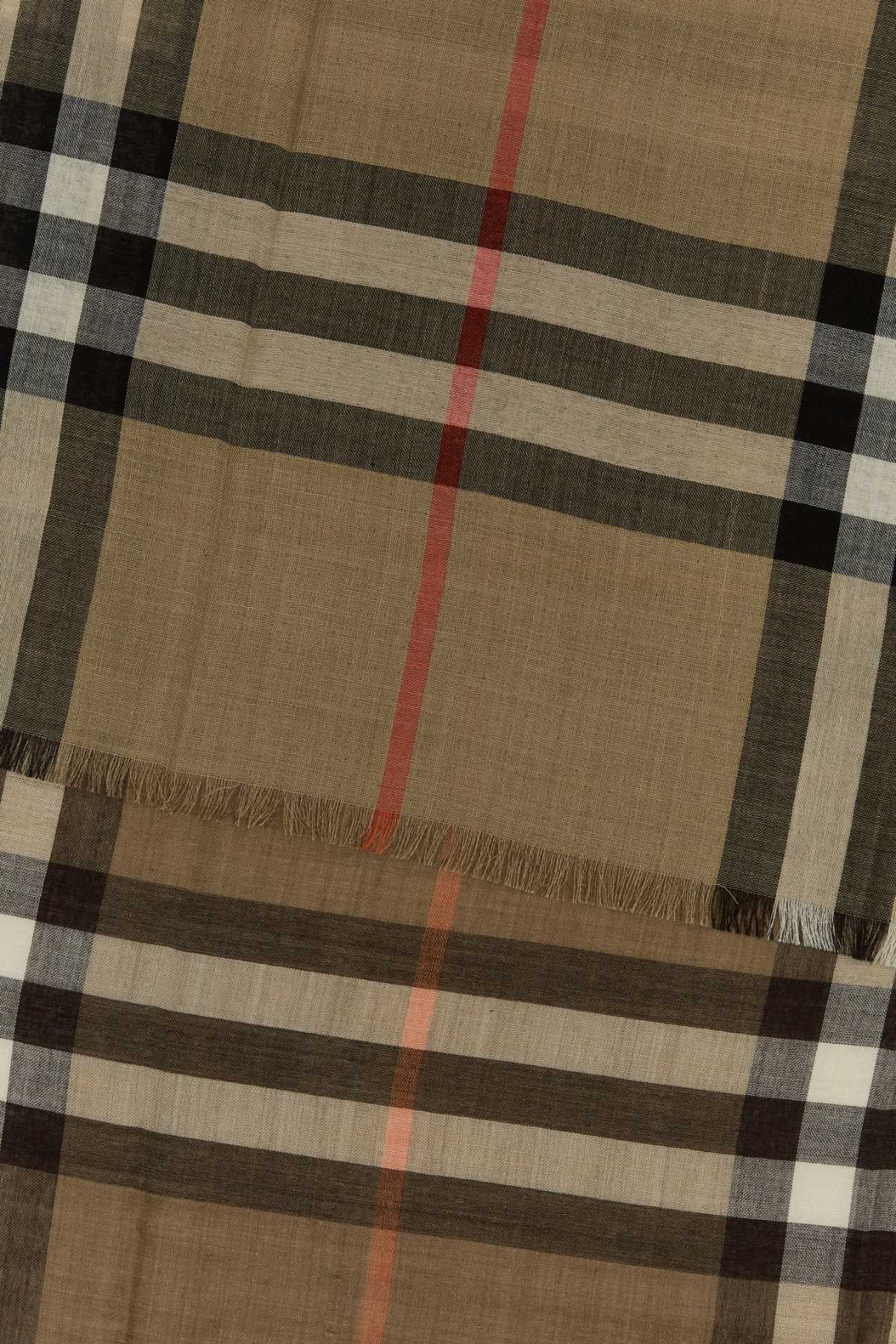 BURBERRY Embroidered Wool Blend Scarf - 200 cm x 90 cm