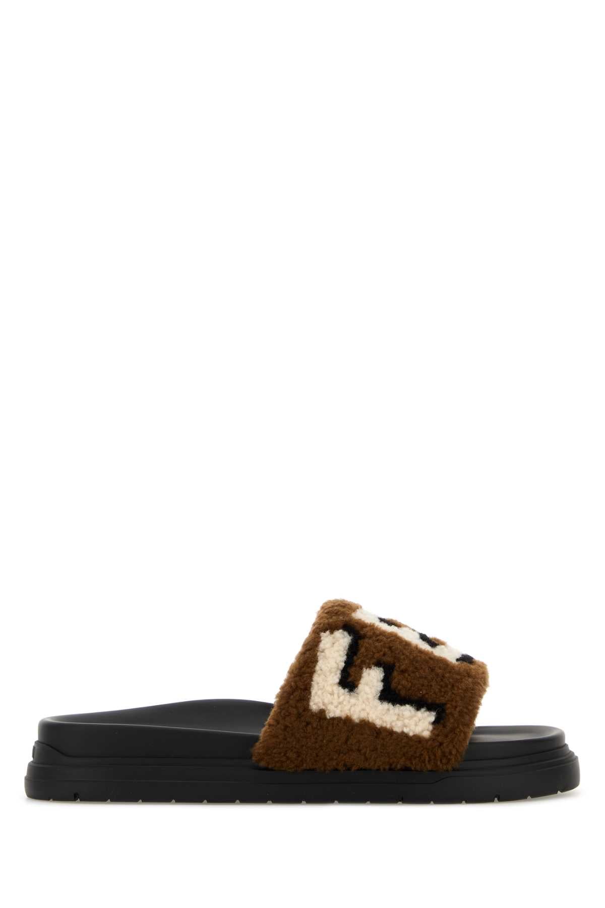 FENDI Multicolor Shearling Slippers for Men - FW25 Collection