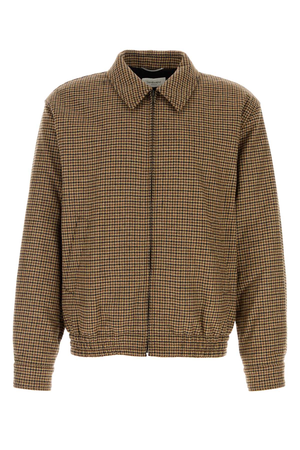 SAINT LAURENT Embroidered Wool Blend Bomber Jacket for Men