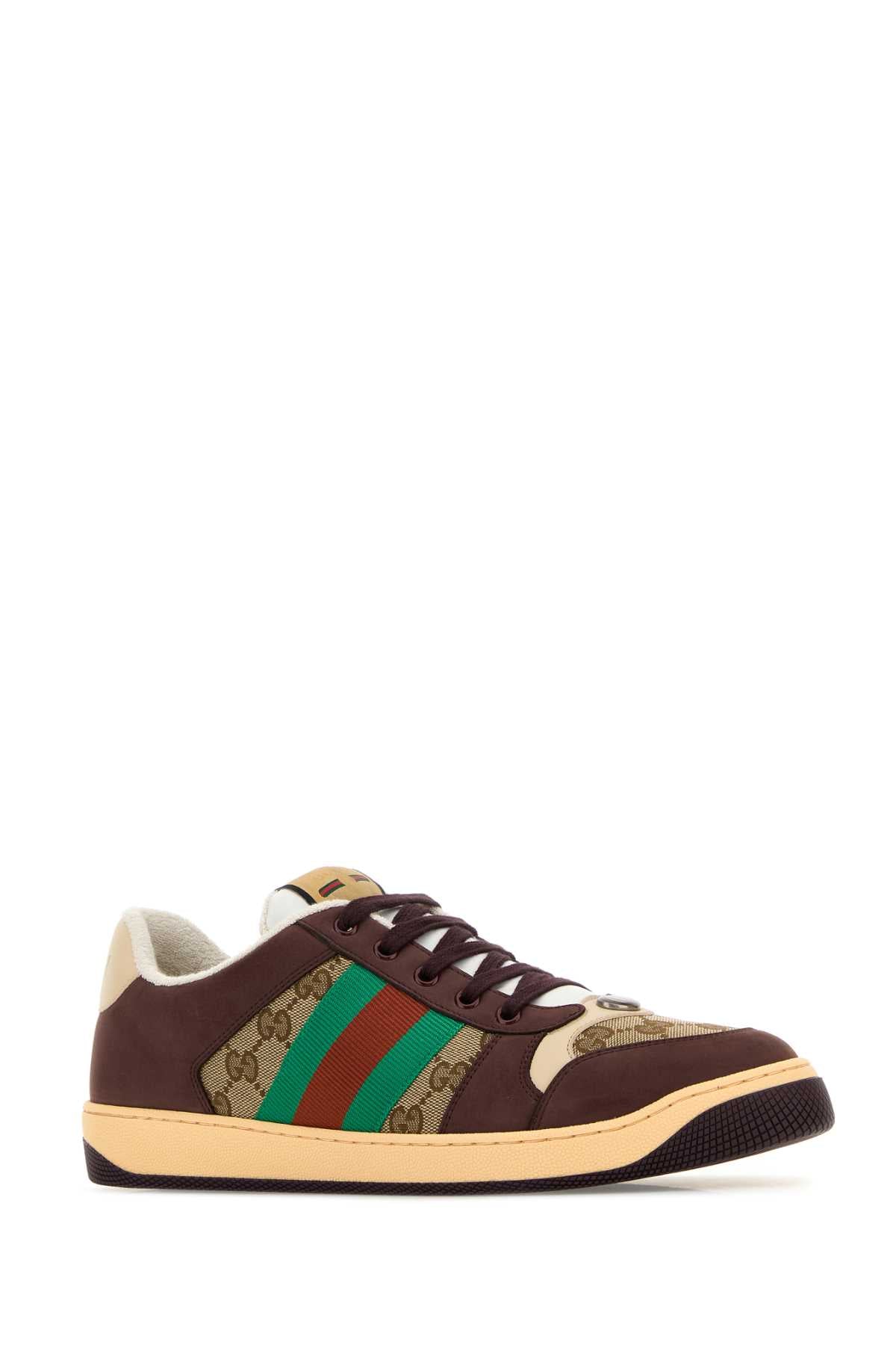 GUCCI Multicolor GG and Leather Sneakers for Men - FW25