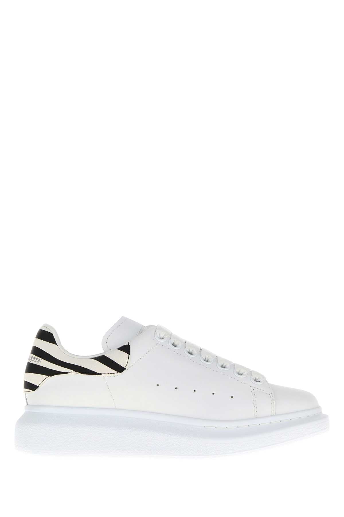 ALEXANDER MCQUEEN Leather Sneakers with Printed Suede Heel