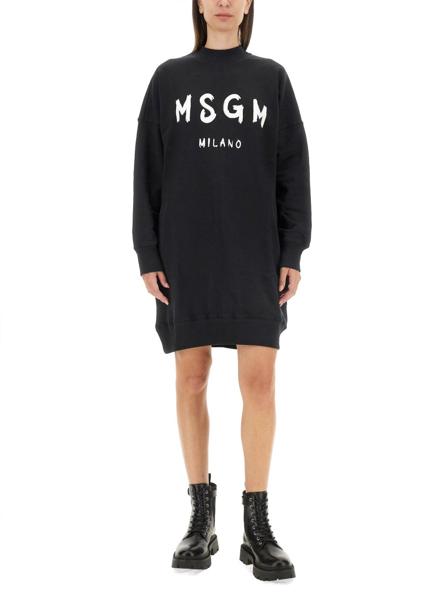 MSGM Brushed Logo Mini Dress Size S