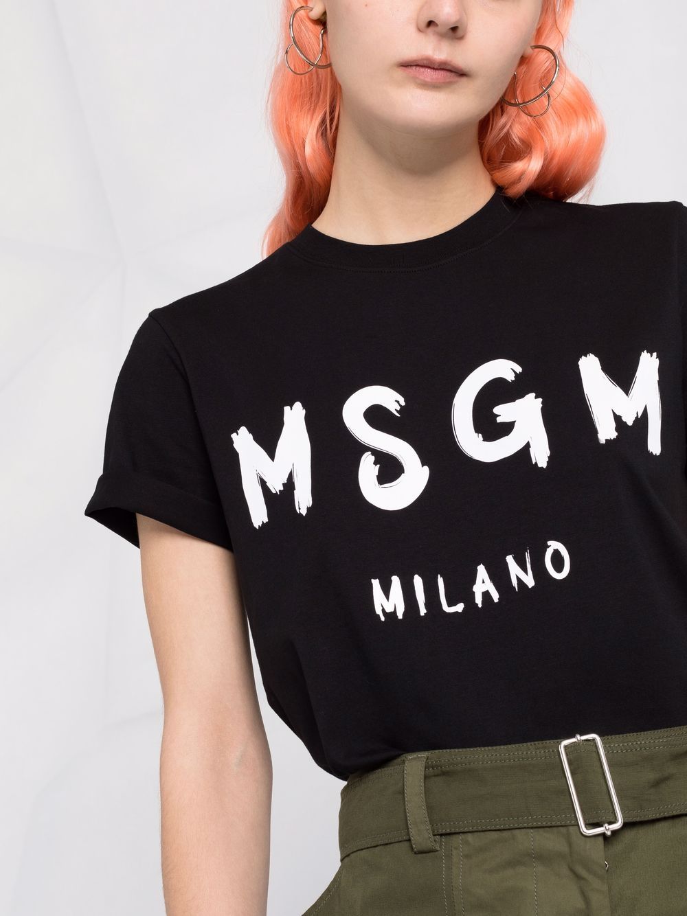 MSGM Logo-Print Cotton T-Shirt - Regular Fit