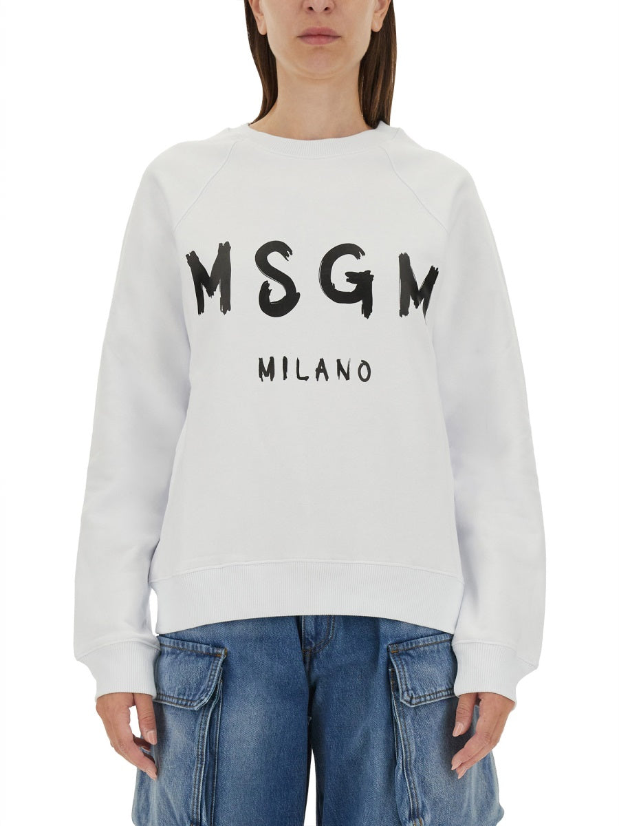 MSGM Brushed Logo Print Sweatshirt - Women's Size S