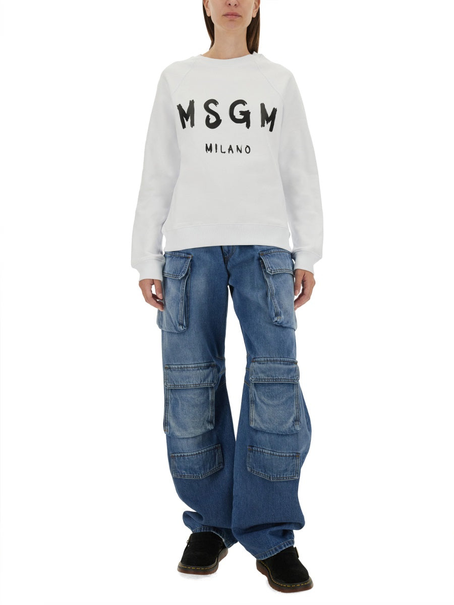 MSGM Brushed Logo Print Sweatshirt - Women's Size S