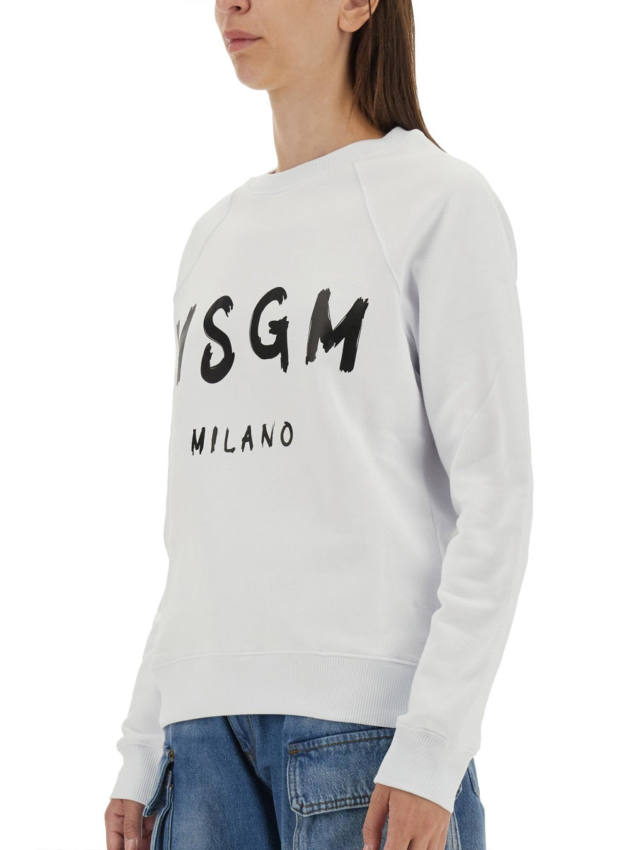 MSGM Brushed Logo Print Sweatshirt - Women's Size S