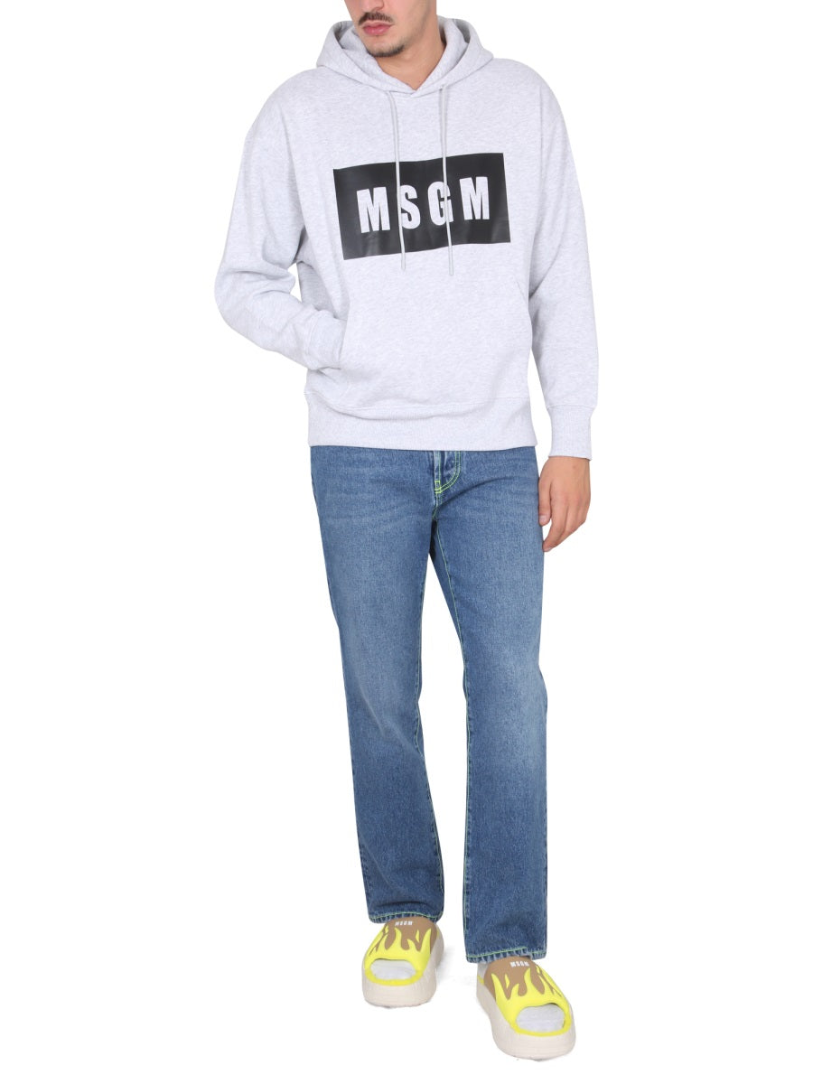 MSGM Classic Logo Box Hoodie for Men