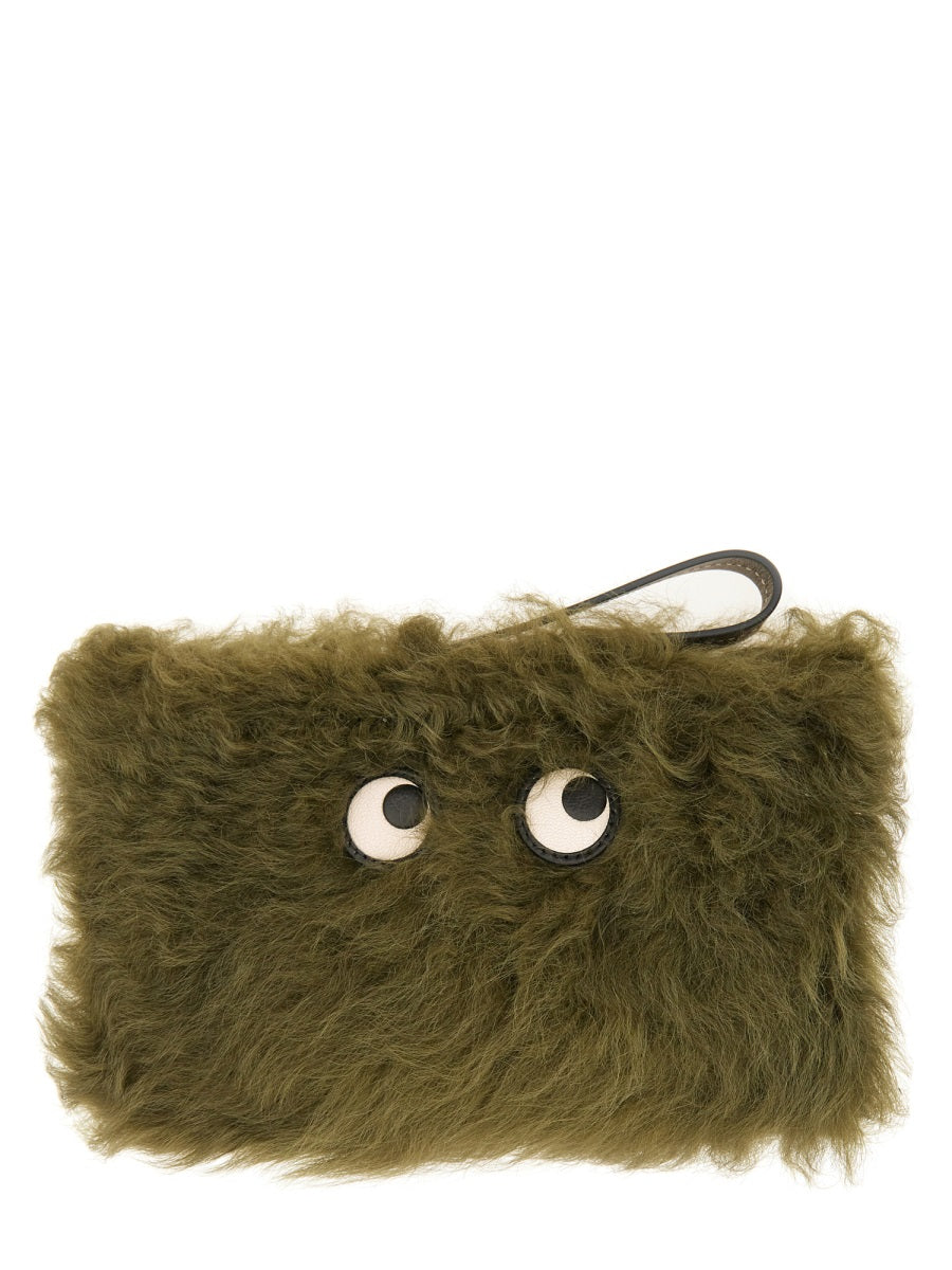 ANYA HINDMARCH Mini Shearling Eyes Clutch Handbag