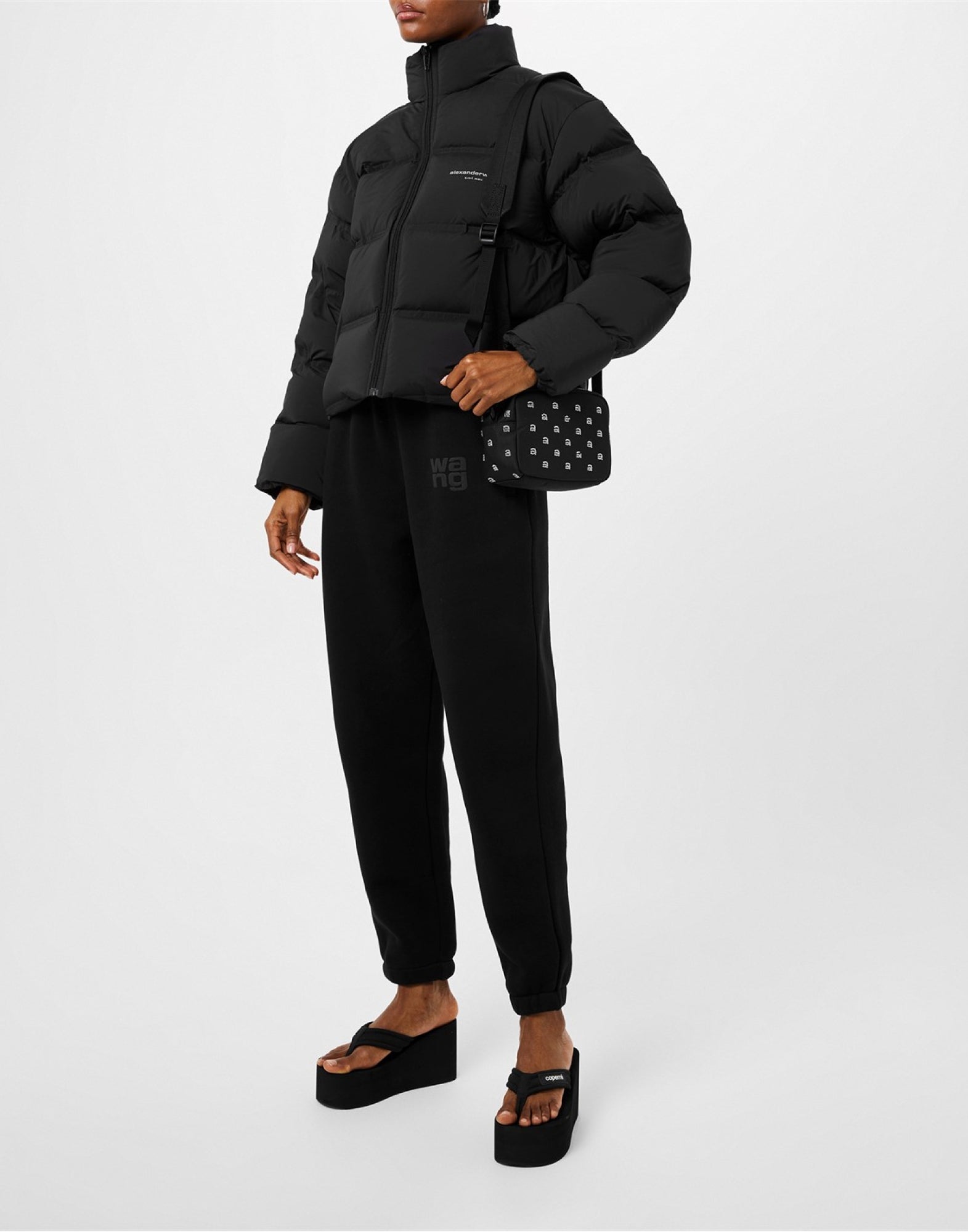 ALEXANDER WANG Mini Crystal Logo Camera Shoulder Bag - 18X12X7 CM