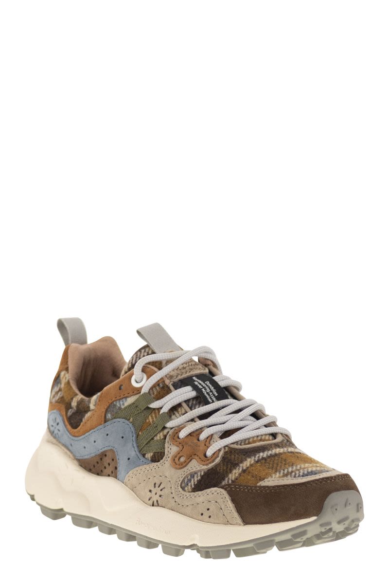 FLOWER MOUNTAIN YAMANO 3 - Suede and Wool Sneaker (5 cm Sole Height)