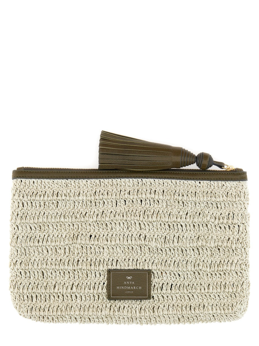ANYA HINDMARCH Wink Mini Raffia Clutch Handbag