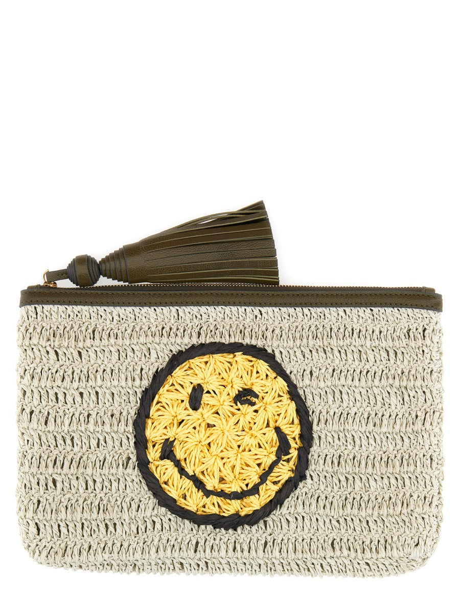 ANYA HINDMARCH Wink Mini Raffia Clutch Handbag