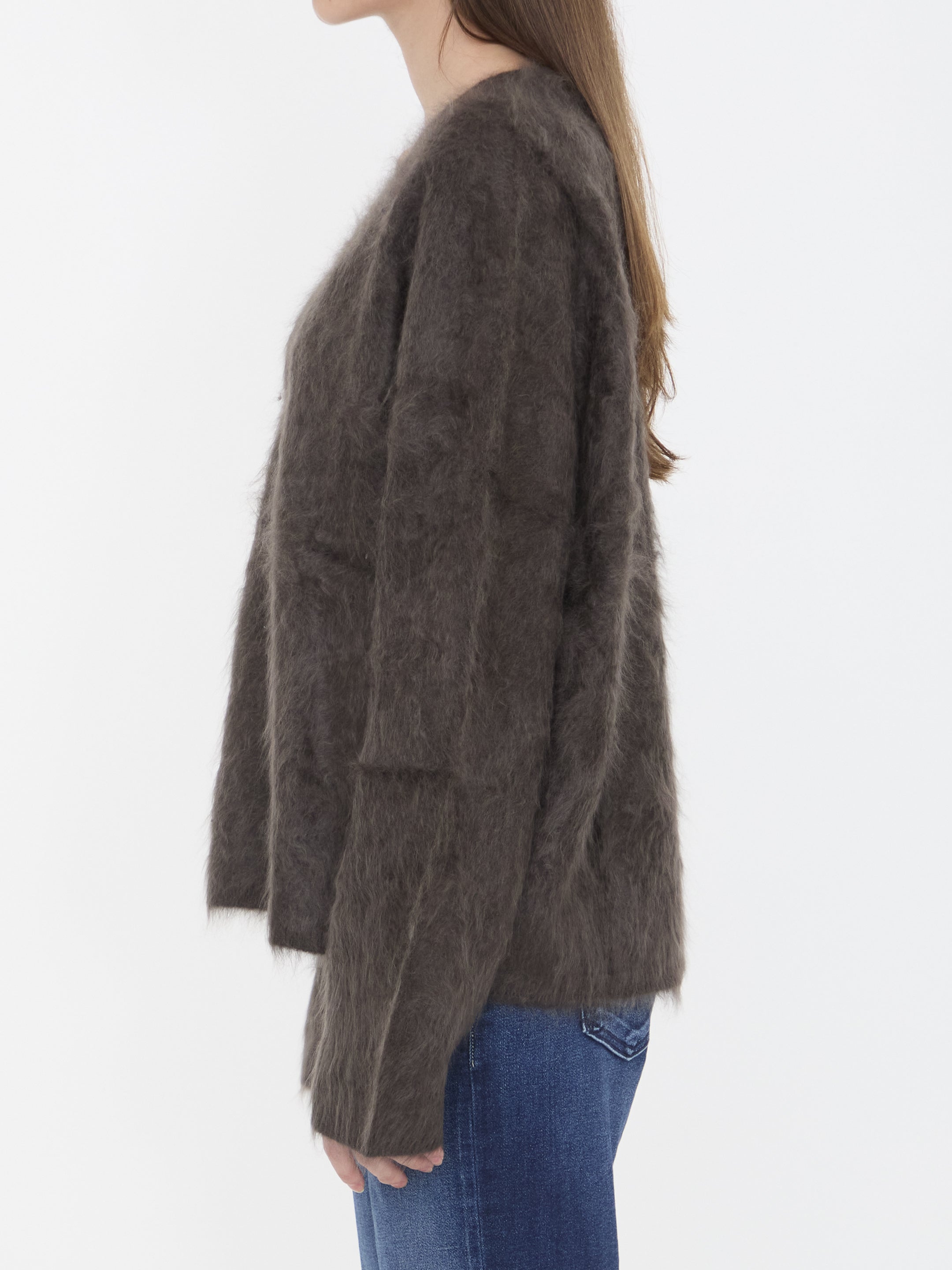 LISA YANG Relaxed V-Neck Brushed Cashmere Sweater - Size 01 US