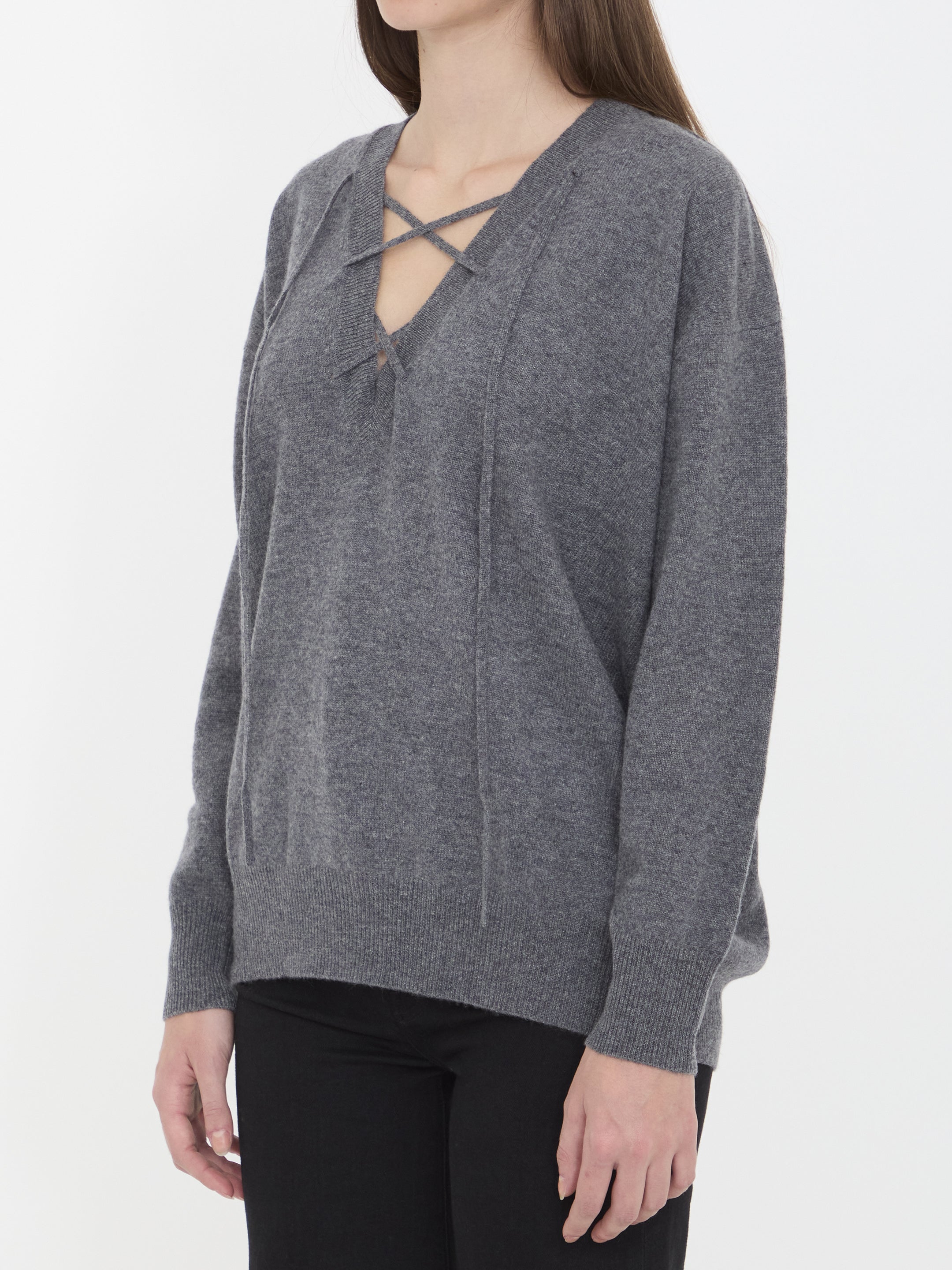 LISA YANG Relaxed V-Neck Cashmere Sweater - Size 01 US