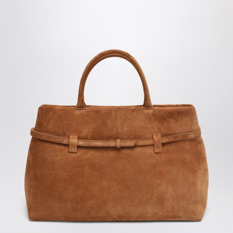 MANU ATELIER Mini Handbag in Suede with Double Handles