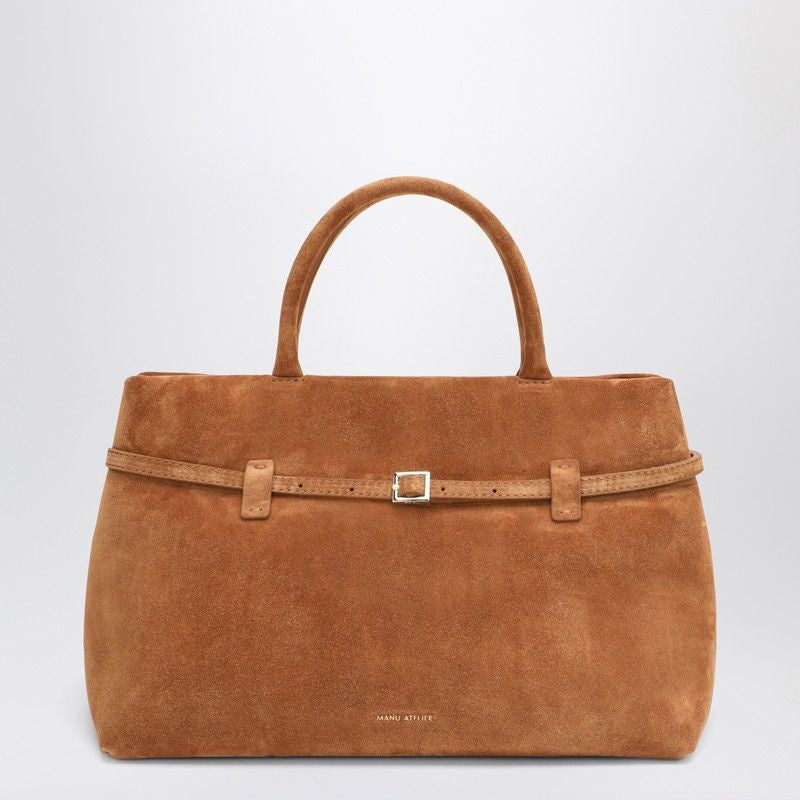 MANU ATELIER Mini Handbag in Suede with Double Handles