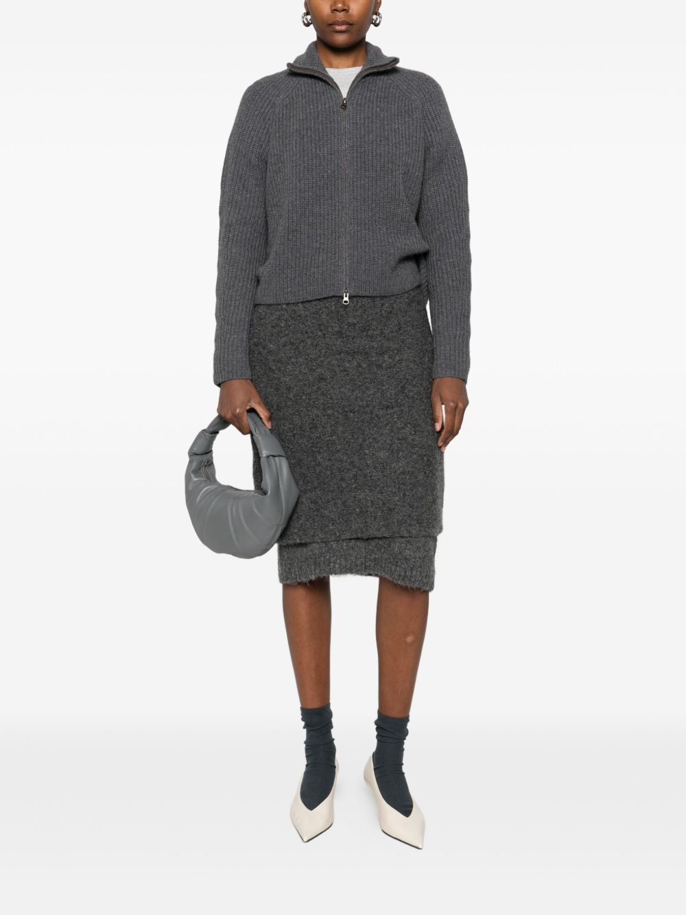 LISA YANG High Neck Zip Fastening Cashmere Cardigan