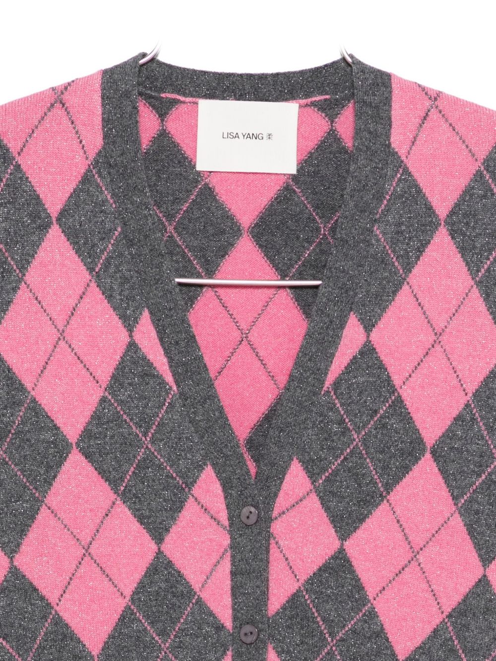 LISA YANG V-Neck Shimmering Knit Cardigan - Size 1