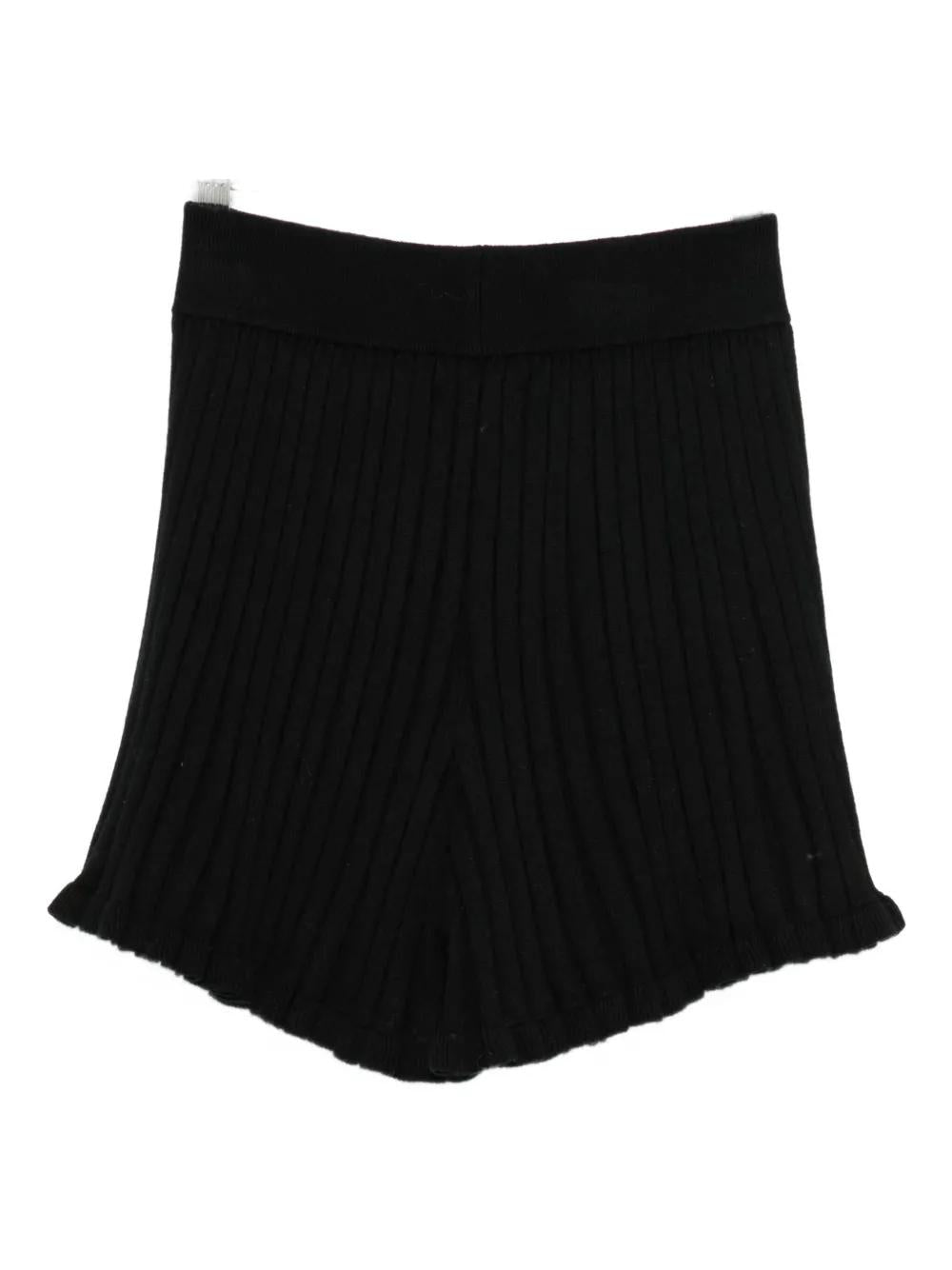 LISA YANG Mini Ribbed Knit Shorts with Ruffled Hem