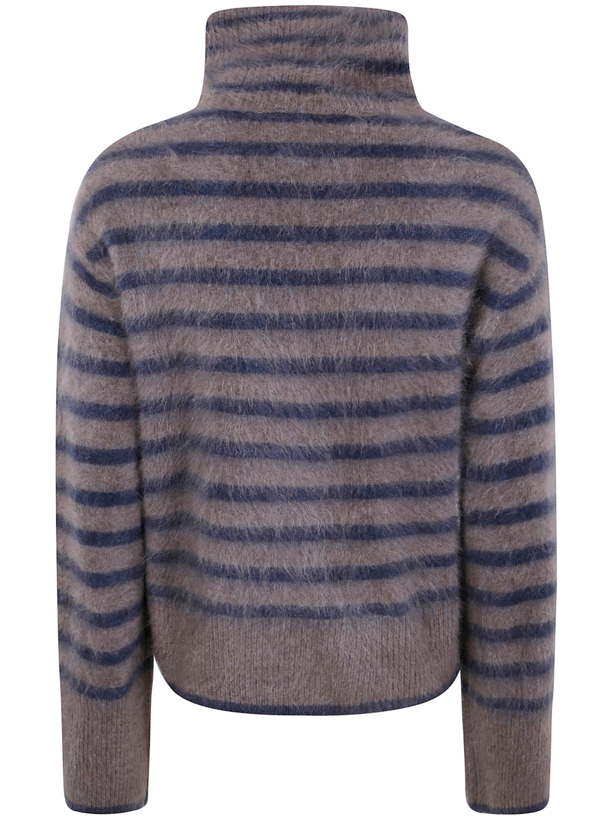 LISA YANG Striped Turtleneck Cashmere Sweater