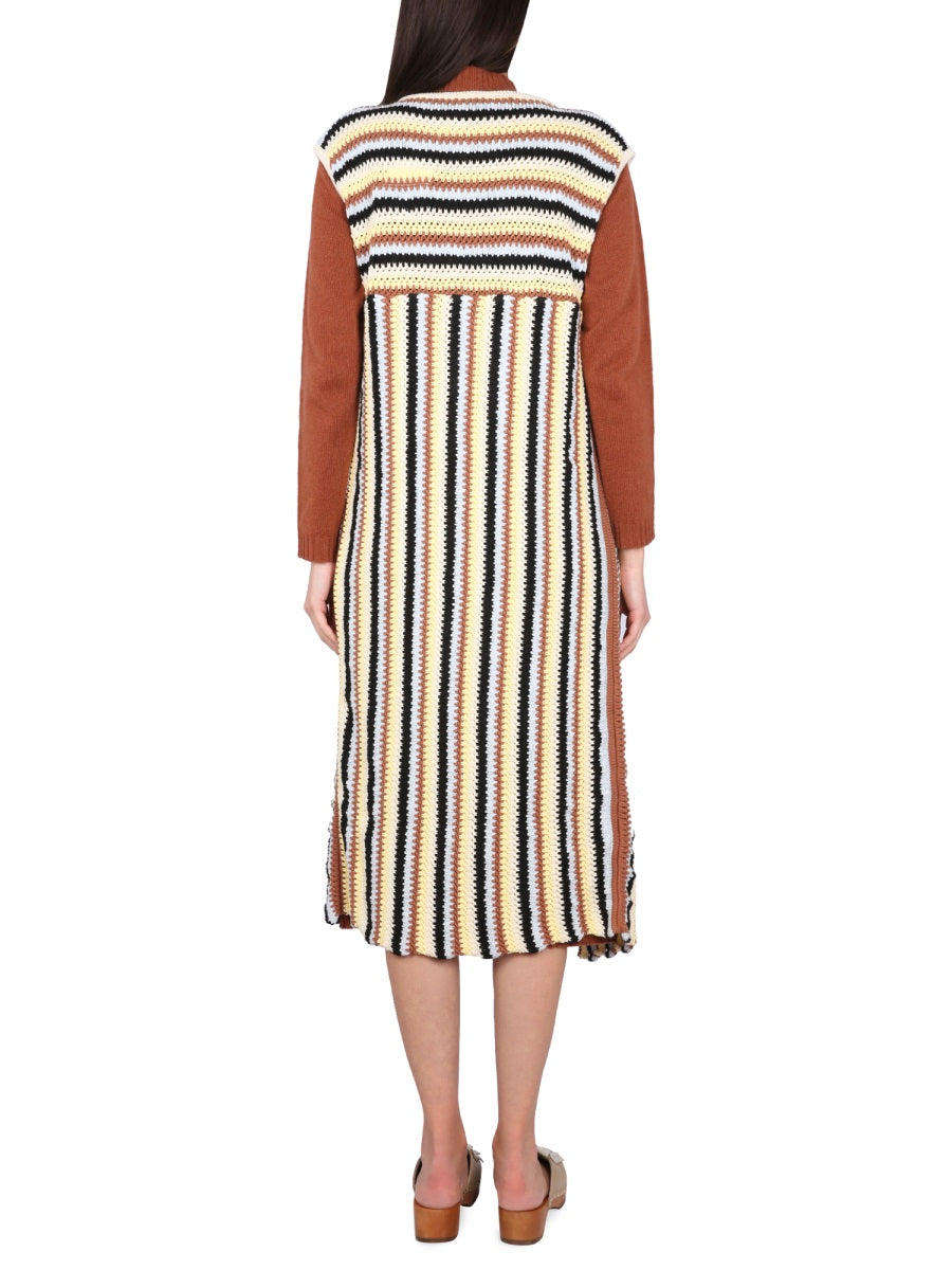 ALYSI Women's Open Front Striped Long Vest