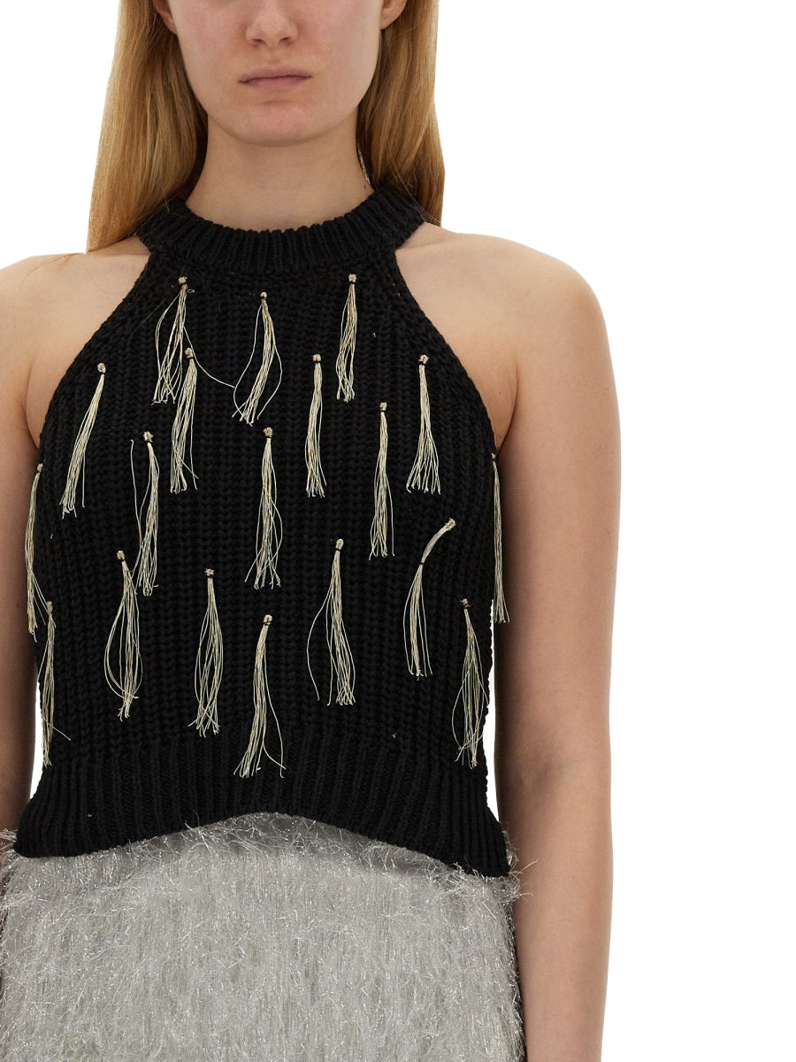 ALYSI Fringe Detail Top in Size S
