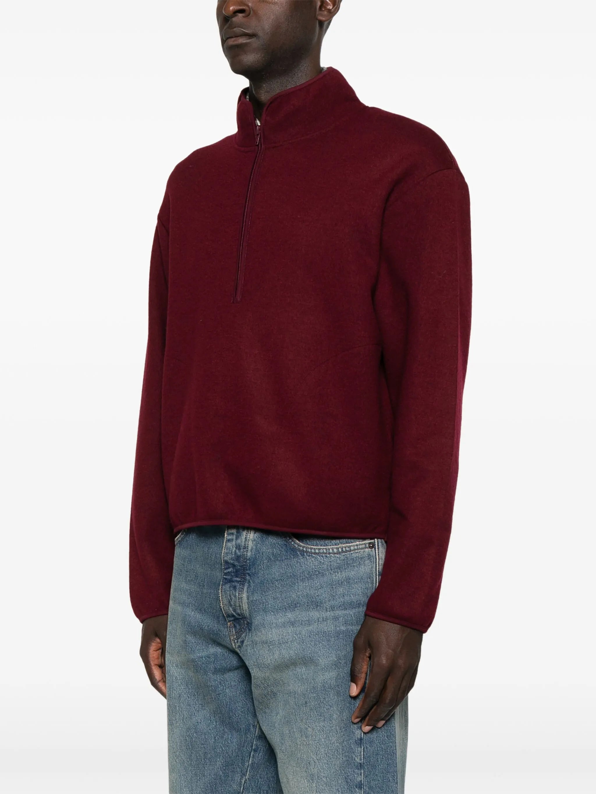SUNFLOWER Wool Blend Half Zip Sweatshirt for Men
