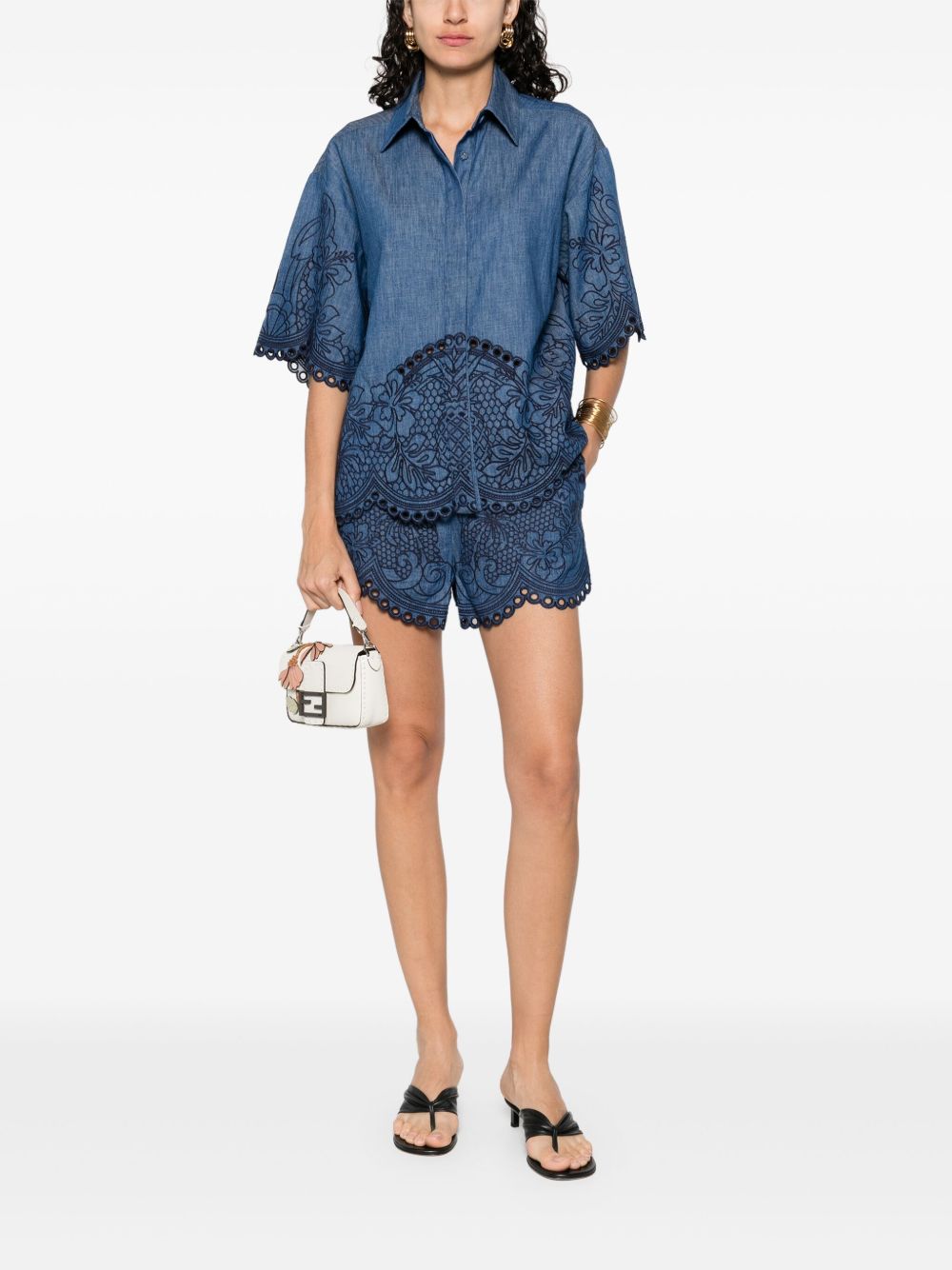 ZIMMERMANN Embroidered Denim Shirt for Women