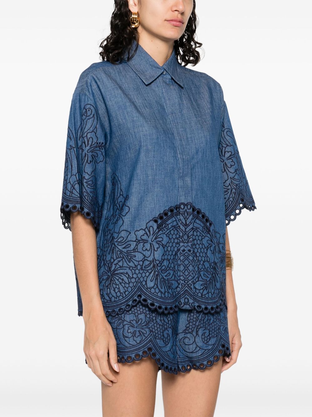 ZIMMERMANN Embroidered Denim Shirt for Women