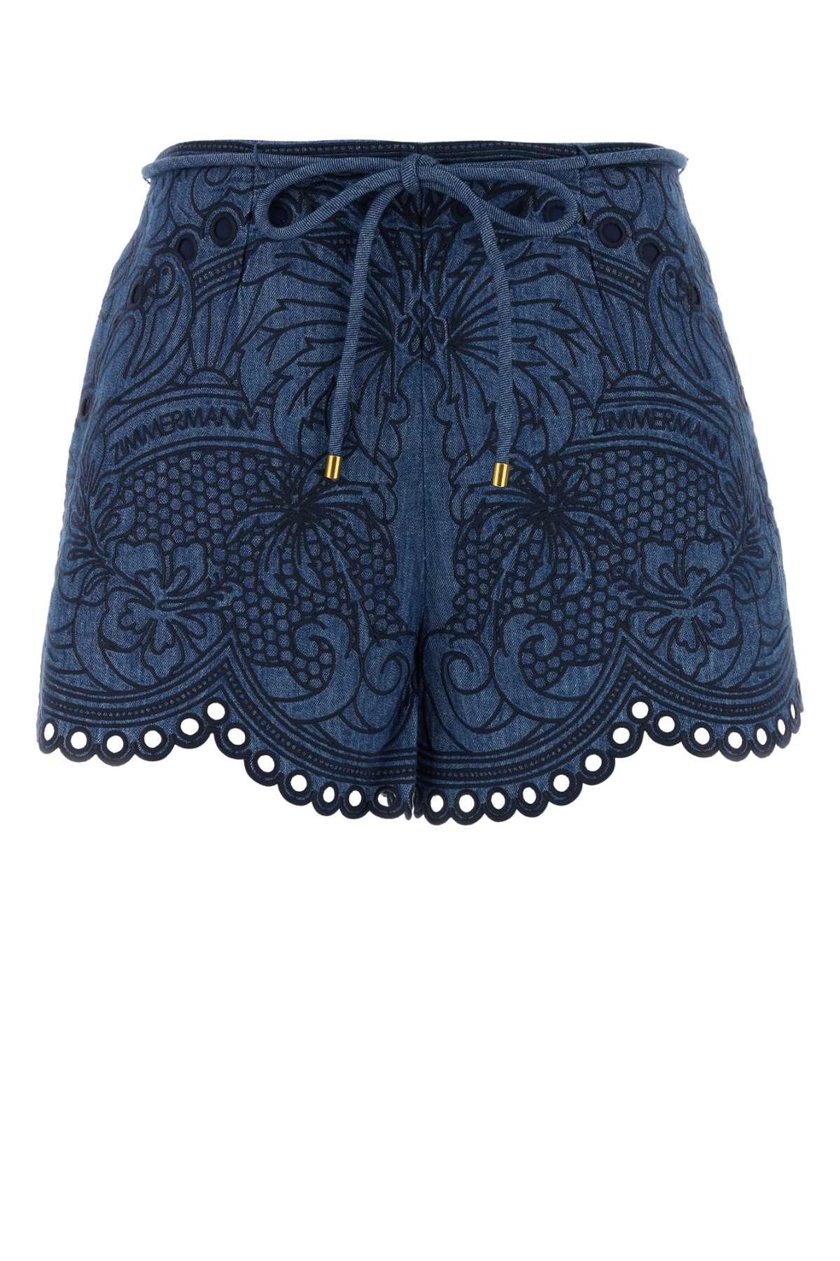 ZIMMERMANN Embroidered Denim Mini Shorts
