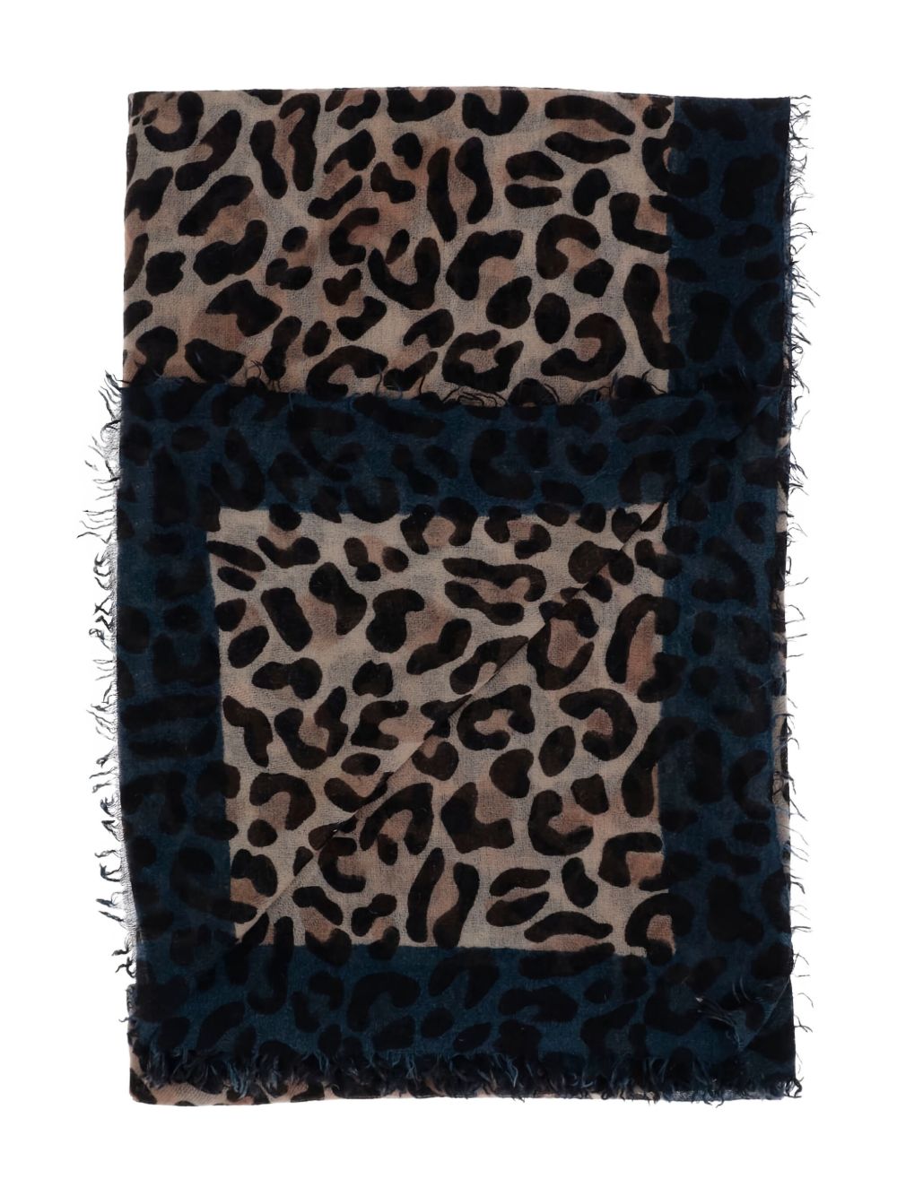FALIERO SARTI Cashmere Leopard Print Scarf with Frayed Edges