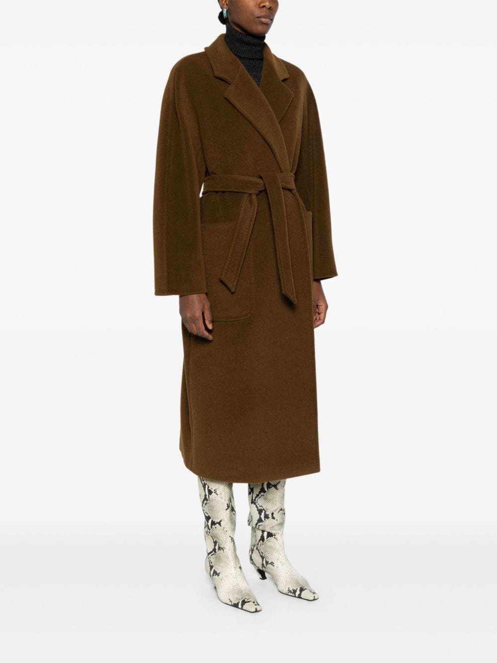 MAX MARA Wool Long Jacket with Detachable Waist Belt