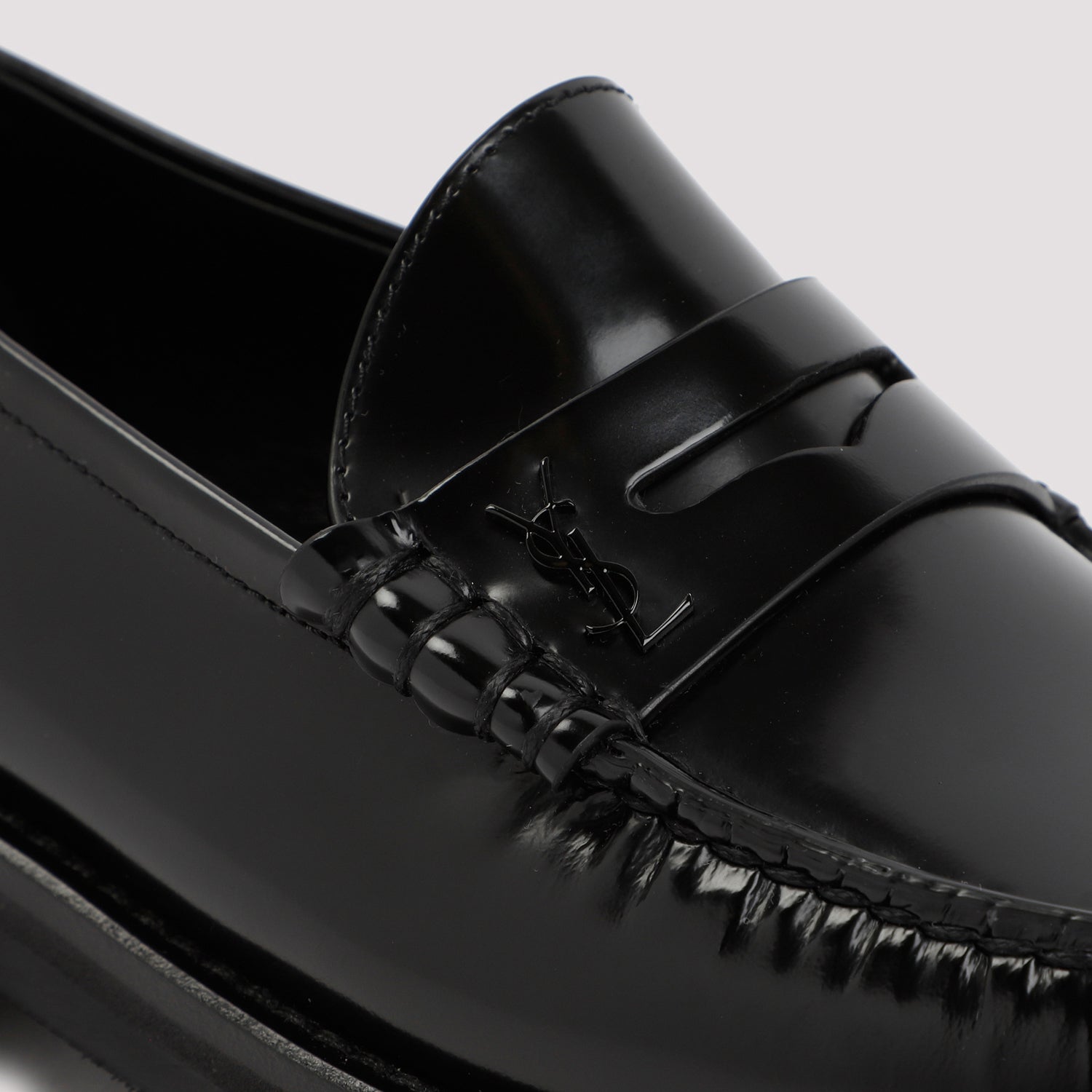SAINT LAURENT Men's Brushed Leather Loafers with 3cm Heel
