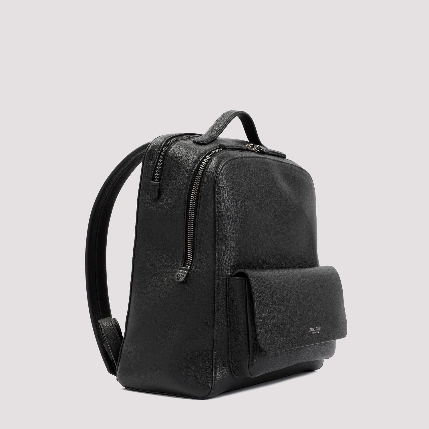 GIORGIO ARMANI Grained 100% Leather Backpack - 30cm W x 41cm H x 9cm D