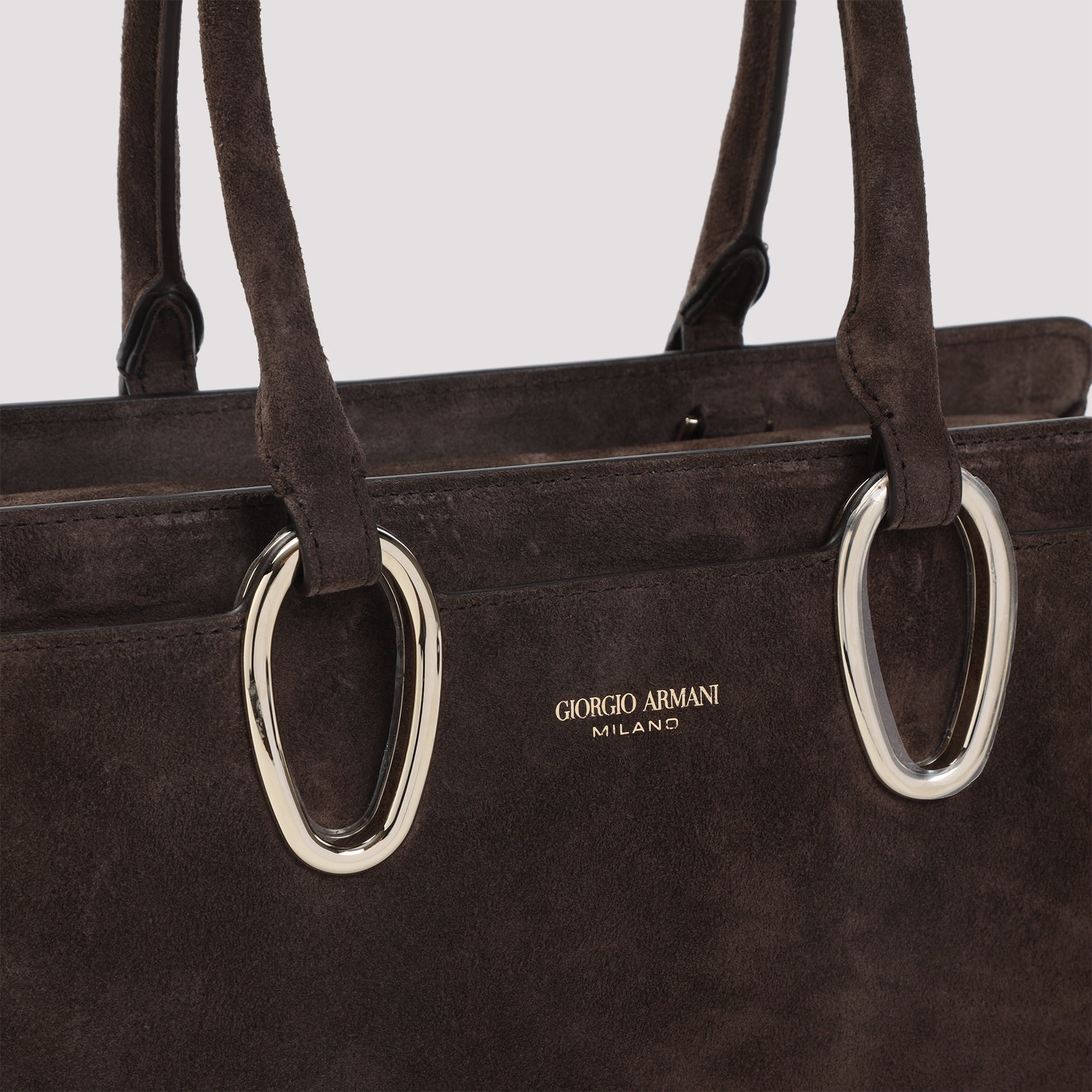 GIORGIO ARMANI Suede 100% Leather Shoulder Handbag - W:29cm H:14cm D:10cm