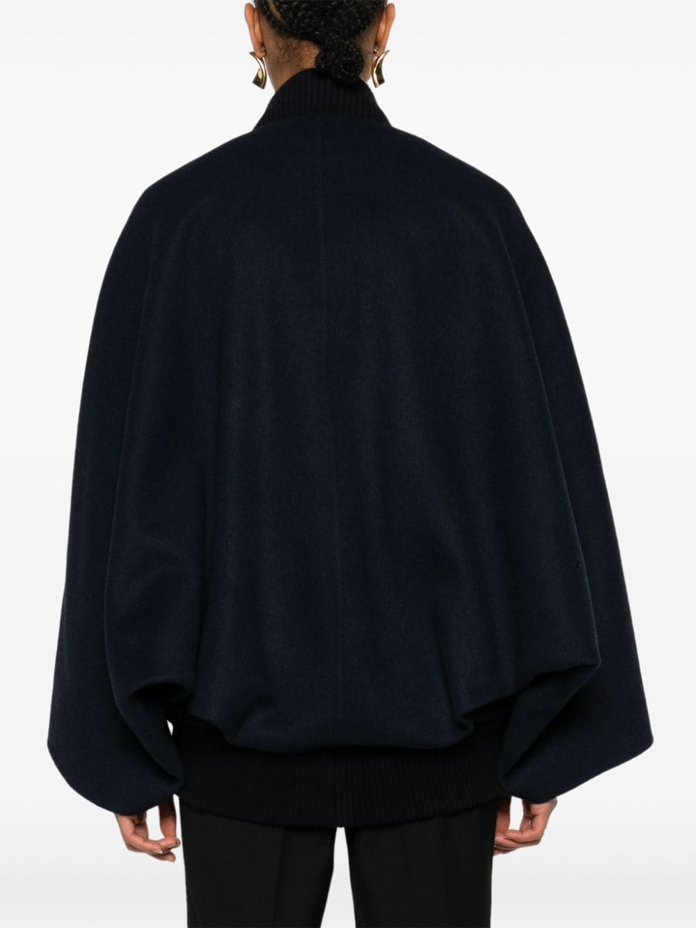 MAX MARA Cashmere Cape with Ribbed Trim - Women's Outerwear