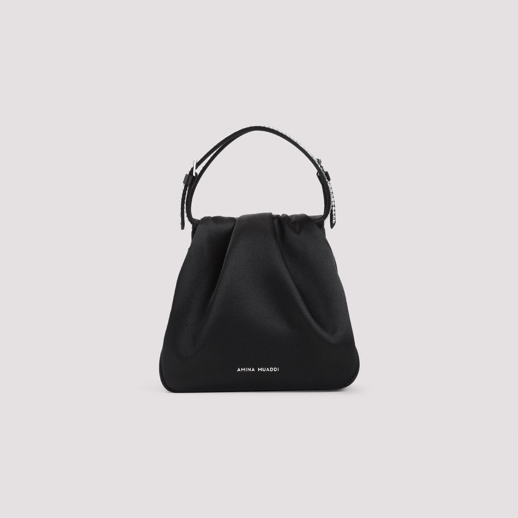 AMINA MUADDI Mini Satin Handbag with Crystal Accents (W:17.5cm H:16cm D:7cm)