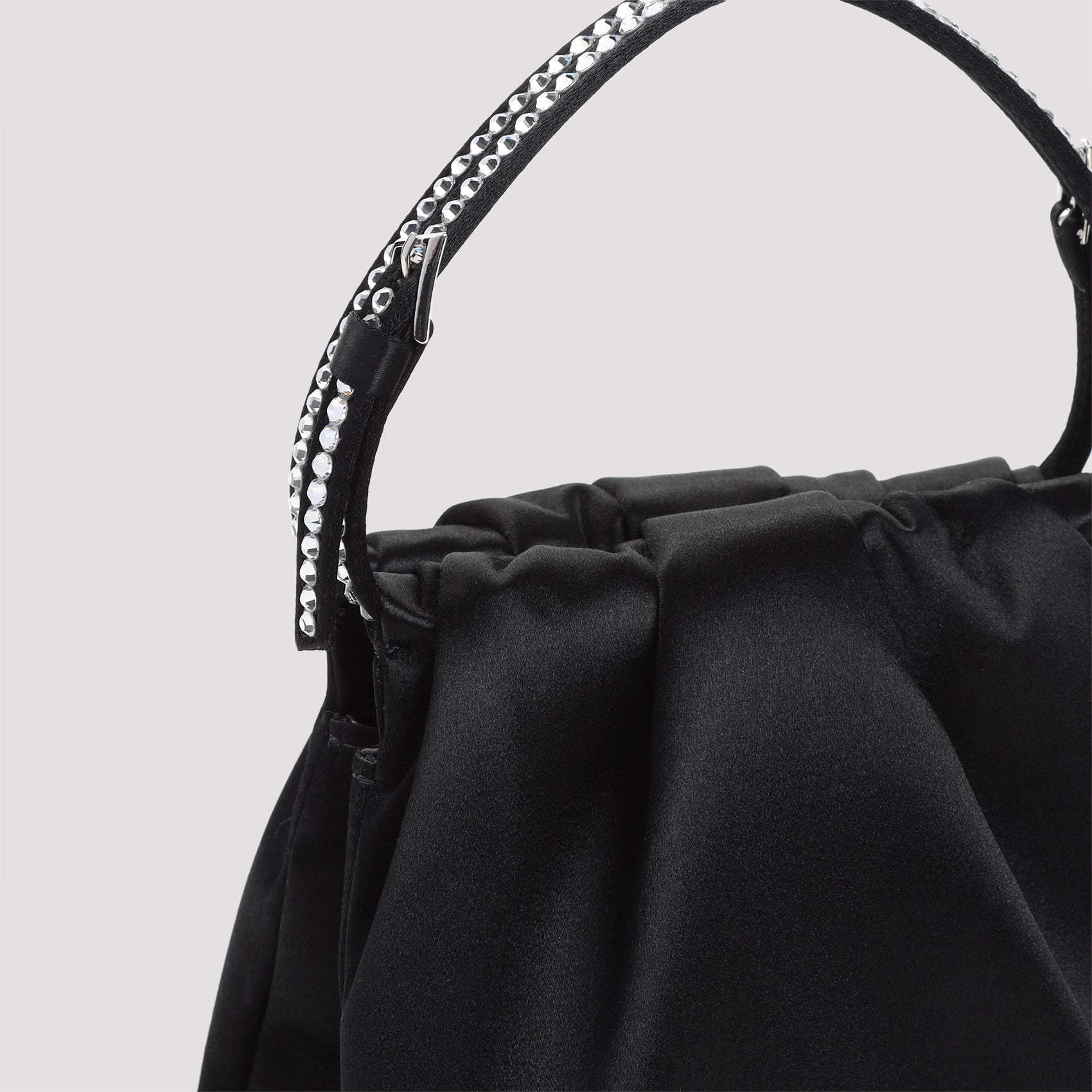 AMINA MUADDI Mini Satin Handbag with Crystal Accents (W:17.5cm H:16cm D:7cm)