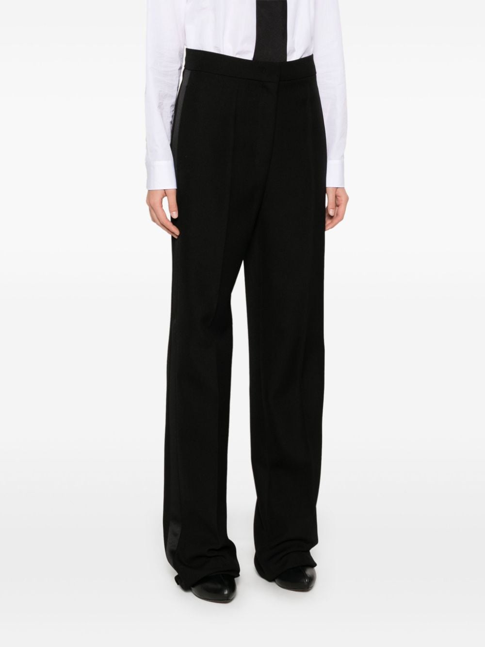 MAX MARA PIANOFORTE Elegant Wool Trousers with Side Stripe Detailing