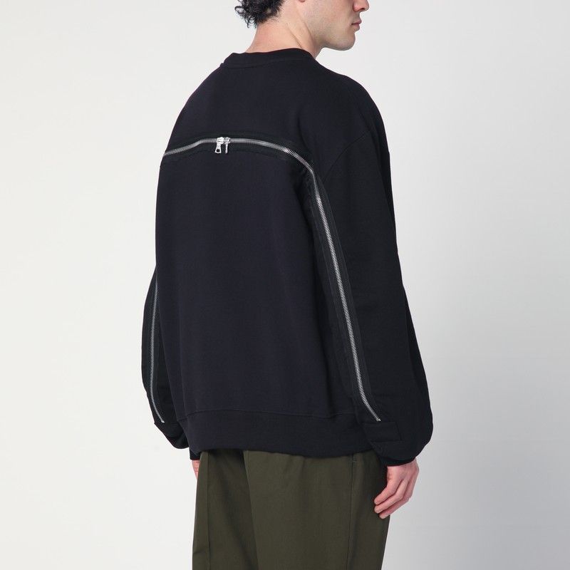 DRIES VAN NOTEN Men's Cotton Crew Neck Sweatshirt with Zip Detail