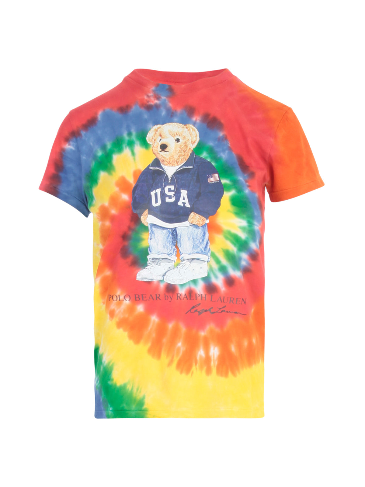 POLO RALPH LAUREN Tye Dye Print T-Shirt with Bear - Women's Medium