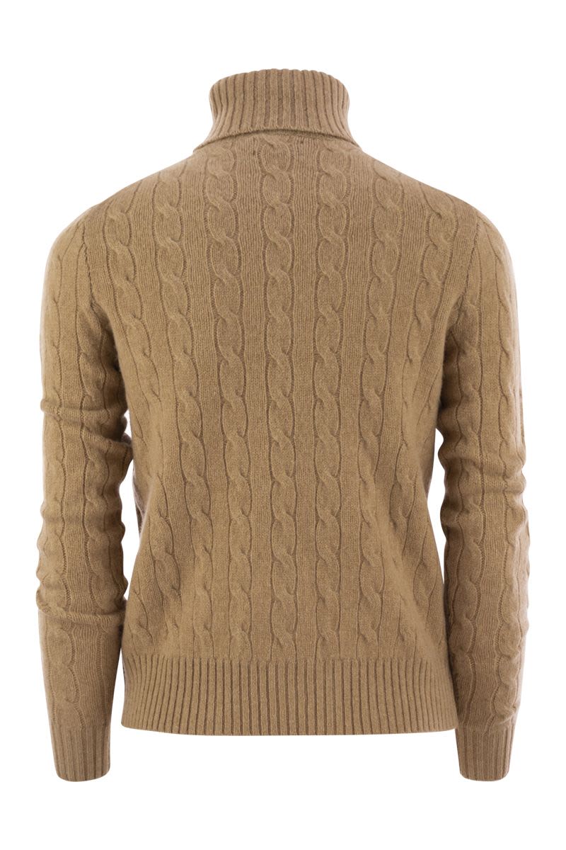 POLO RALPH LAUREN Wool and Cashmere Cable-Knit Turtleneck Sweater - Slim Fit