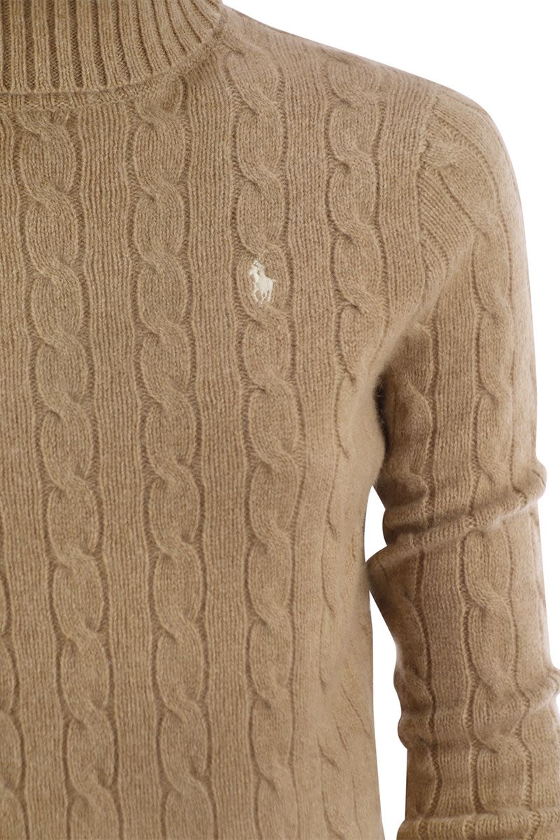POLO RALPH LAUREN Wool and Cashmere Cable-Knit Turtleneck Sweater - Slim Fit
